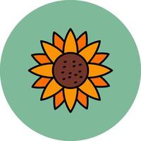 Sunflower Line Filled multicolour Circle Icon vector