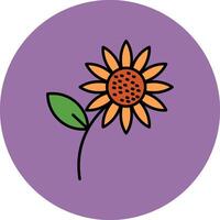 Sunflower Line Filled multicolour Circle Icon vector