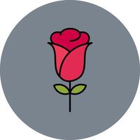 Rose Line Filled multicolour Circle Icon vector