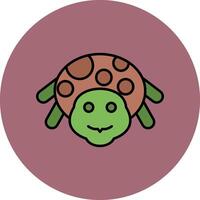 Turtle Line Filled multicolour Circle Icon vector