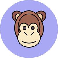 Monkey Line Filled multicolour Circle Icon vector