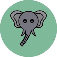 elefante línea lleno multicolor circulo icono vector
