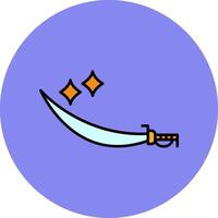 Sword Line Filled multicolour Circle Icon vector