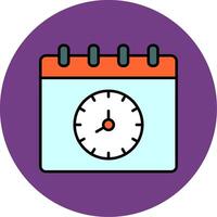 Time And Date Line Filled multicolour Circle Icon vector