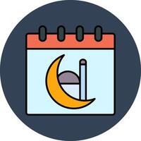 Calendar Line Filled multicolour Circle Icon vector