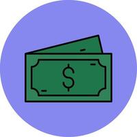 Dollar Line Filled multicolour Circle Icon vector