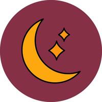 Moon Line Filled multicolour Circle Icon vector
