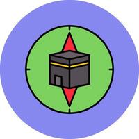 Qibla Compass Line Filled multicolour Circle Icon vector