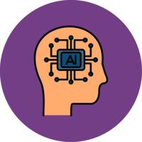Artificial Intelligence Line Filled multicolour Circle Icon vector