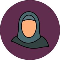 hijab línea lleno multicolor circulo icono vector