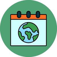 Earth Day Line Filled multicolour Circle Icon vector
