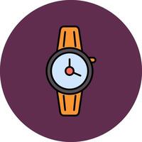 reloj de pulsera línea lleno multicolor circulo icono vector