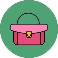 mujer bolso línea lleno multicolor circulo icono vector