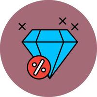 diamante línea lleno multicolor circulo icono vector