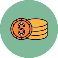 Coin Line Filled multicolour Circle Icon vector