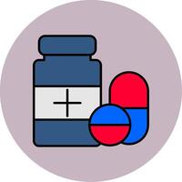 Pills Line Filled multicolour Circle Icon vector