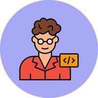 Programmer Line Filled multicolour Circle Icon vector