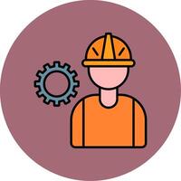 Worker Line Filled multicolour Circle Icon vector