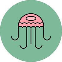 Jellyfish Line Filled multicolour Circle Icon vector