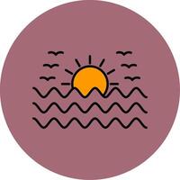 Sunset Line Filled multicolour Circle Icon vector