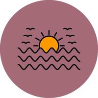 Sunset Line Filled multicolour Circle Icon vector