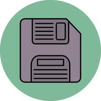 Floppy Disk Line Filled multicolour Circle Icon vector