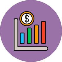 Line Chart Line Filled multicolour Circle Icon vector