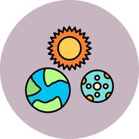 Solar System Line Filled multicolour Circle Icon vector