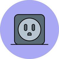 Power Socket Line Filled multicolour Circle Icon vector