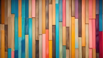 AI generated Multicolored wood background. Vintage wallpaper pattern photo