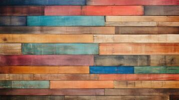 AI generated Multicolored wood background. Vintage wallpaper pattern photo