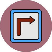 Turn Right Line Filled multicolour Circle Icon vector