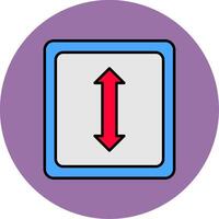 Double Arrow Line Filled multicolour Circle Icon vector