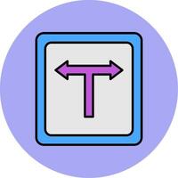 T Junction Line Filled multicolour Circle Icon vector