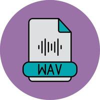 Wav Format Line Filled multicolour Circle Icon vector