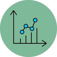 Graph Line Filled multicolour Circle Icon vector