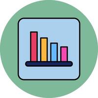 Bar Chart Line Filled multicolour Circle Icon vector