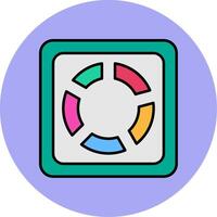 Pie Chart Line Filled multicolour Circle Icon vector