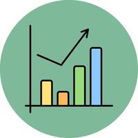 Bar Chart Line Filled multicolour Circle Icon vector