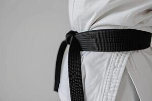 AI generated Karate black belt on white uniform photo