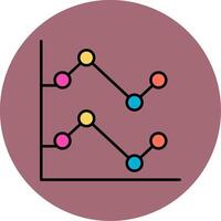 Line Chart Line Filled multicolour Circle Icon vector