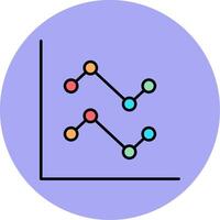 Line Chart Line Filled multicolour Circle Icon vector