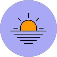 Sunset Line Filled multicolour Circle Icon vector