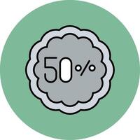 50 Percent Line Filled multicolour Circle Icon vector