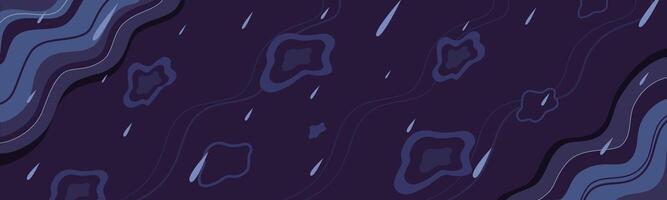 Abstract sad mood square background with lines, shapes, raindrops and waves in dark blue and violet. Feeling blue. Bad Feeling in sad day. Background for posting emotion on social media. vector