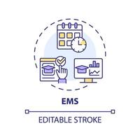 2D editable multicolor EMS icon, simple isolated vector, thin line illustration representing extracurricular activities. vector
