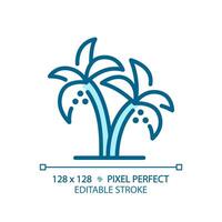 Date Palms in UAE light blue icon. Desert tree of life. Paradise tropical. Food security. RGB color sign. Simple design. Web symbol. Contour line. Flat illustration. Isolated object vector