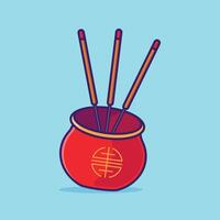 Chinese incense simple cartoon vector illustration chinese new year stuff concept icon isolated