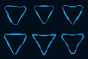 Vector technology futuristic set hi tech triangle shape frame element. HUD focus sci-fi square shape design.