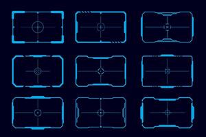 vector resumen ciencia fi marco modelo disposición. futurista marco elemento. hud interfaz holograma diseño elemento.